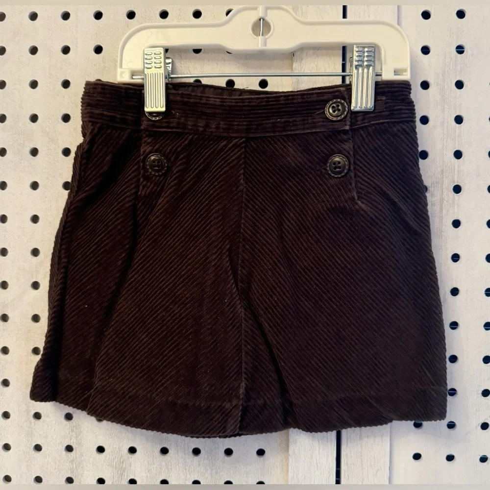 Janie & Jack Brown Corduroy A-Line Skirt Girls 3T Classic Fall Button Detail